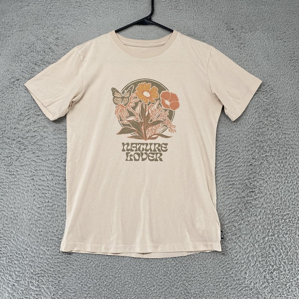 Mountain Hardwear T-Shirt Womens Small Beige Nature Lover Floral Graphic Tee - Picture 1 of 13